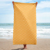 White on Pastel Orange Polka Dots Beach Bath Towel, Towel, $ 42.95, A Moment Of Now™